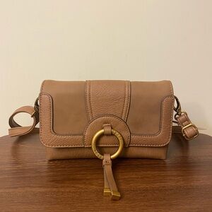 Rosetti Tan Crossbody Bag with Gold Accents